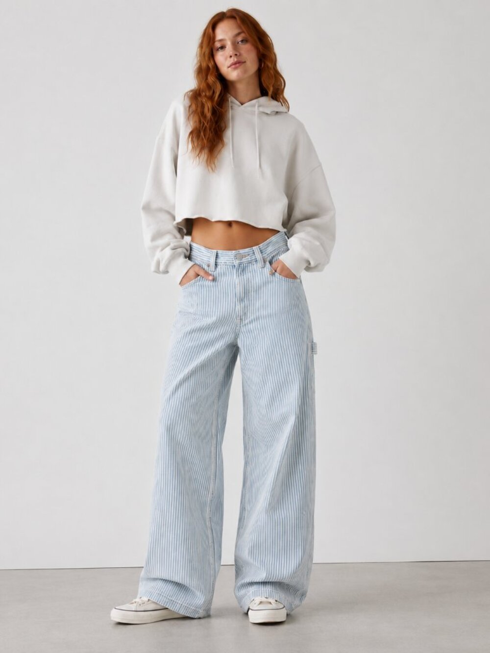 NWT Levi's Cinch Baggy Striped Carpenter Jeans Loose White Blue Size 26 x 33